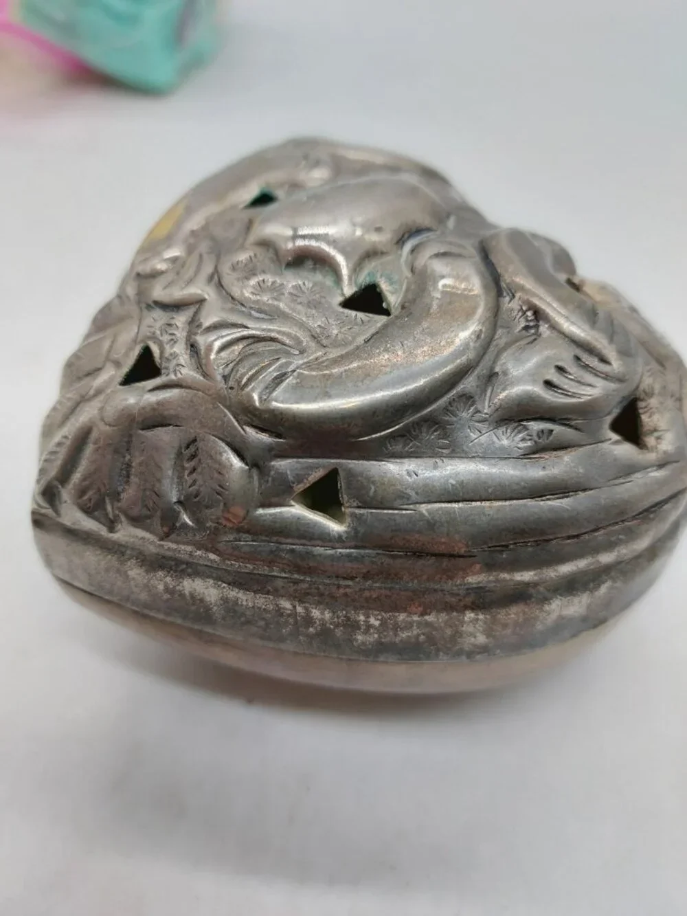 Alda's Forever English Silver Tone Friendship Heart Trinket Box Vintage